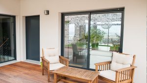 Black aluminium patio door