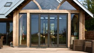 Black aluminium bifold door