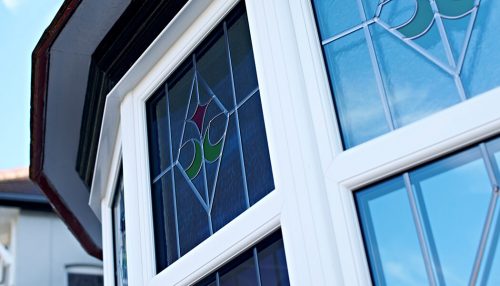 Close up of a uPVC bow window