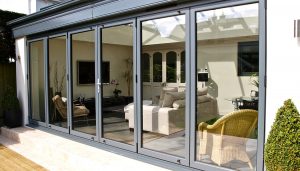 Grey aluminium bifold door