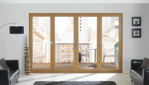 Oak effect uPVC bifold door