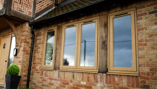 Oak effect uPVC flush sash windows