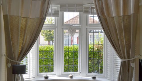 White uPVC bow window interior