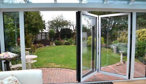 White aluminium bifold door