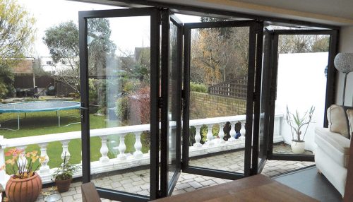 Black bifold door interior view