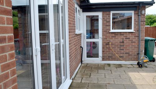 White uPVC french door and back door