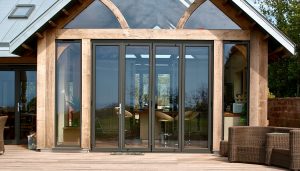 Grey aluminium bifold doors