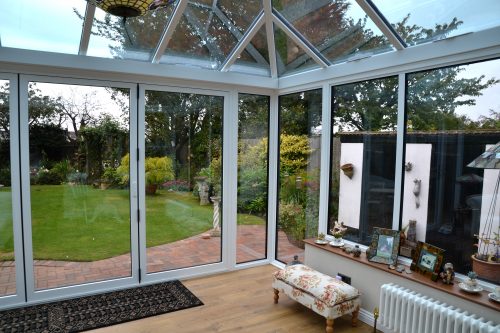 White aluminium conservatory