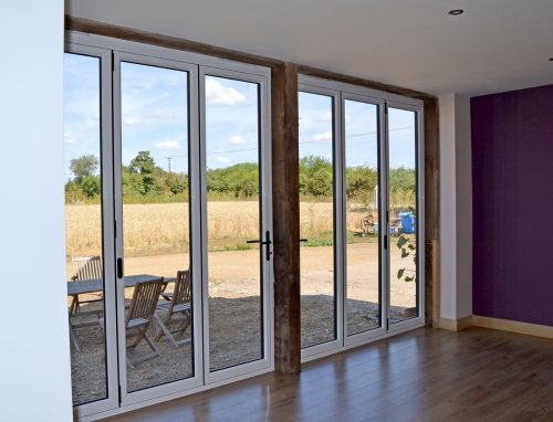 2 x aluminium bifold doors in white