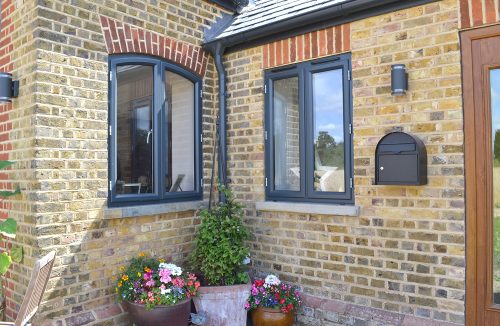 Aluminium Shaped Windows in Anthracite Grey