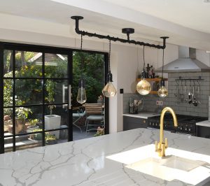 Black Aluminium Sliding Door with Astragal Bar