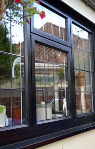 Black Aluminum Window with Leads