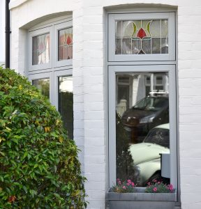Pearl Grey Flush Windows with Coloured Fanlights