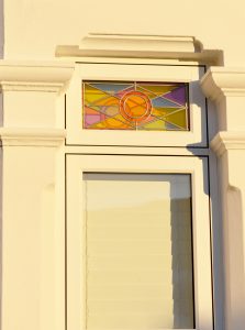 Coloured Fanlight on Flush Window