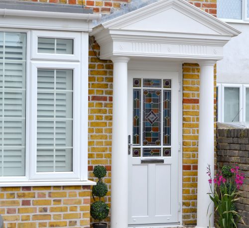 Victorian Period Door in White with Coloured glass