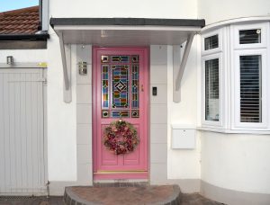 Victorian Styled Door in Pink with stained glass windows