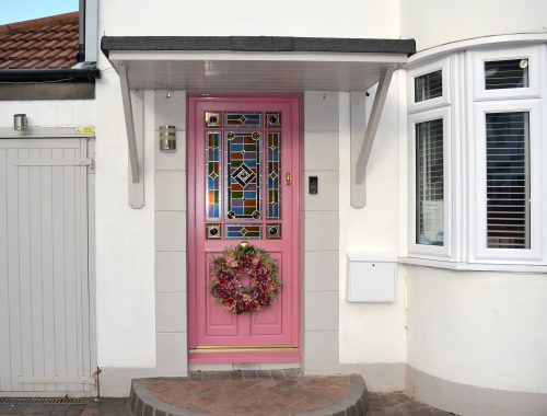 Victorian Styled Door in Pink with stained glass windows
